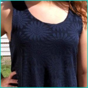 Navy Sunflower Crochet Overlay Dress! NEW!